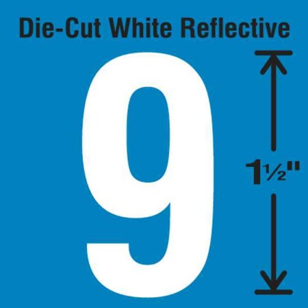 NumberLabel, Vinyl, 1-1/2inH, 7/8inW, PK5 MPN:DWR-1.5-9-5