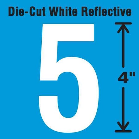 Number Label, Vinyl, 4 in H, 2-1/2 in W, PK5 MPN:DWR-4-5-5