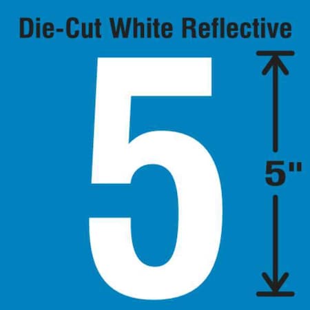 NumberLabel, Vinyl, 5inH, 2-3/4inW, PK5 MPN:DWR-5-5-5
