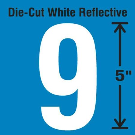 NumberLabel, Vinyl, 5inH, 2-3/4inW, PK5 MPN:DWR-5-9-5