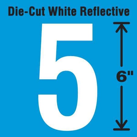 Number Label, Vinyl, 6 in H, 2-3/4 in W MPN:DWR-6-5-EA