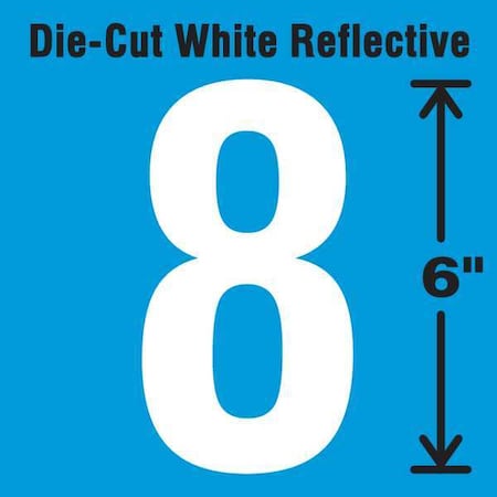 Number Label, Vinyl, 6 in H, 2-3/4 in W MPN:DWR-6-8-EA