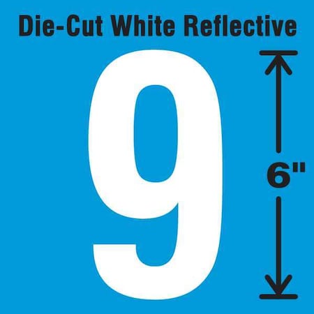 Number Label, Vinyl, 6 in H, 2-3/4 in W MPN:DWR-6-9-EA