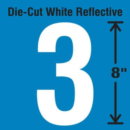 Number Label, Vinyl, White, Number 3, 8