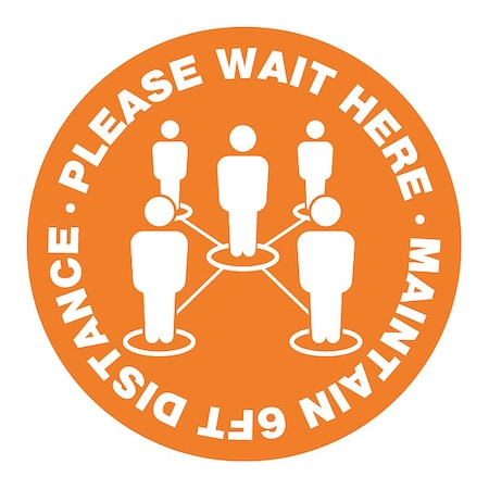 Social Distance Floor Sign, 12 in H, 12 in W, Vinyl, Circle, English, FS-12-905 MPN:FS-12-905