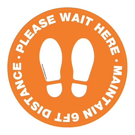 Social Distance Floor Sign, 12 in H, 12 in W, Vinyl, Circle, English, FS-12-906 MPN:FS-12-906