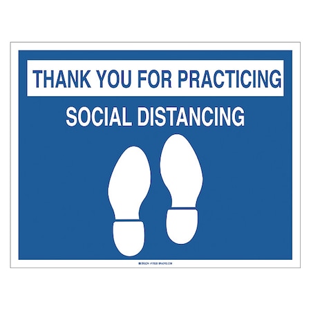 Social Distancing Floor Sign, 14 in H, 18 in W, Vinyl, Rectangle, English, FS-1418-002 MPN:FS-1418-002