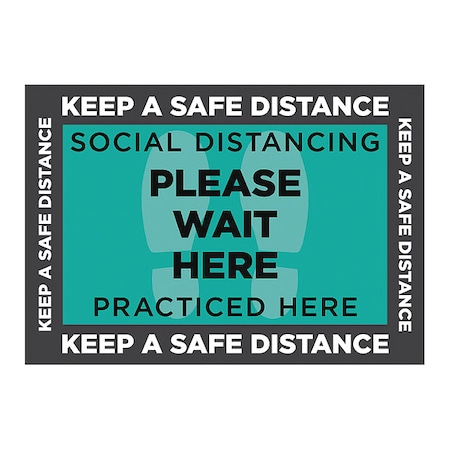 Social Distance Floor Sign, 14 in H, 20 in W, Vinyl, Rectangle, English, FS-1420-001 MPN:FS-1420-001