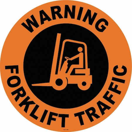 Anti-Slip Floor Sign, 17 in H, 17 in W, Vinyl, Circle, English, FS-17-106 MPN:FS-17-106