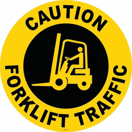 Anti-Slip Floor Sign, 17 in H, 17 in W, Vinyl, Circle, English, FS-17-110 MPN:FS-17-110