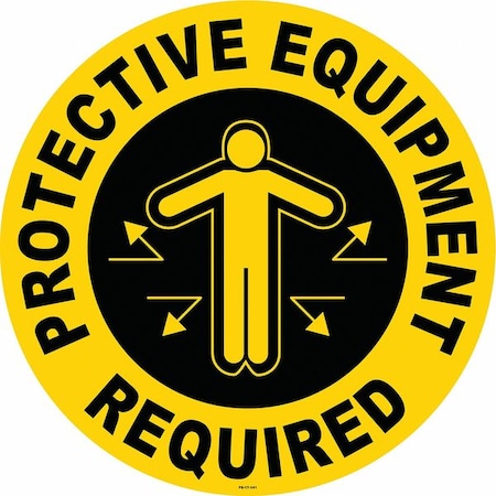 Anti-Slip Floor Sign, 17 in H, 17 in W, Vinyl, Circle, English, FS-17-141 MPN:FS-17-141