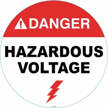 Anti-Slip Floor Sign, 17 in H, 17 in W, Vinyl, Circle, English, FS-17-163 MPN:FS-17-163