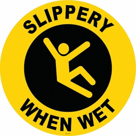 Anti-Slip Floor Sign, 17 in H, 17 in W, Vinyl, Circle, English, FS-17-312 MPN:FS-17-312