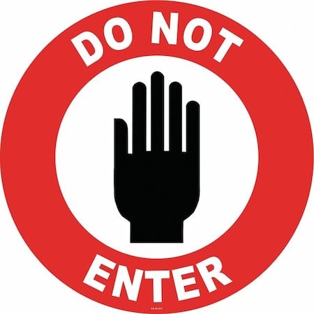 Anti-Slip Floor Sign, 17 in H, 17 in W, Vinyl, Circle, English, FS-17-317 MPN:FS-17-317