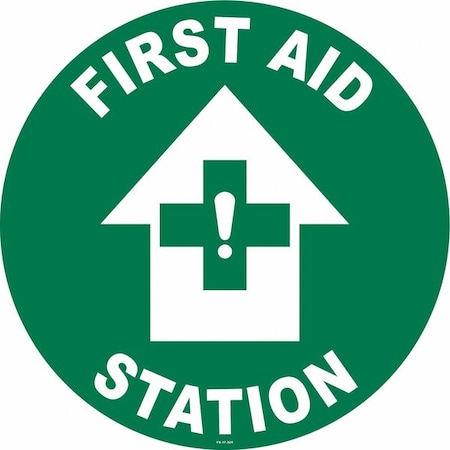 Floor Sign, 17 in H, 17 in W, Vinyl, Circle, English, FS-17-324 MPN:FS-17-324