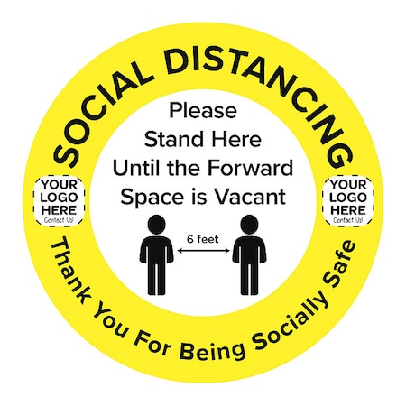 Social Distance Floor Sign, 17 in H, 17 in W, Vinyl, Circle, English, FS-17-730 MPN:FS-17-730