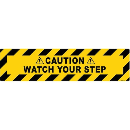 Floor Sign, 6 in H, 24 in W, Vinyl, Horizontal Rectangle, English, FS-624-617 MPN:FS-624-617