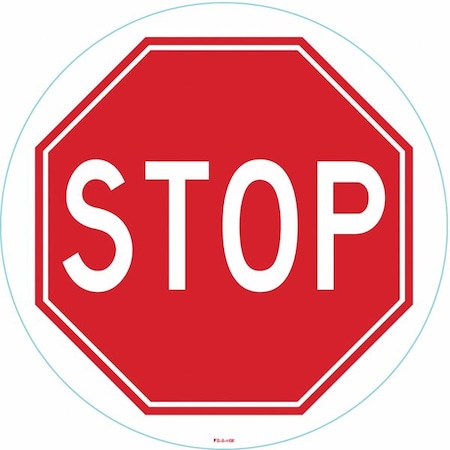 Anti-Slip Floor Sign, 8 in H, 8 in W, Vinyl, Circle, English, FS-8-802, PK2 MPN:FS-8-802