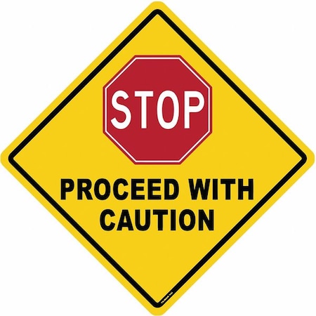 Anti-Slip Floor Sign, 17 in H, 17 in W, Vinyl, Diamond, English, FS-DIAM-504 MPN:FS-DIAM-504