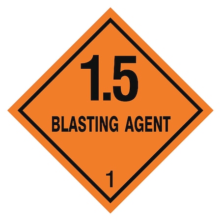 DOT Label 1.5 Blasting Agent, Black/Orange MPN:HMSL-0101-V250