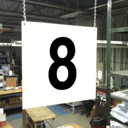 Hanging Aisle Sign, 12 in Height, 12 in Width, PVC Board MPN:HPS-FS1212-8
