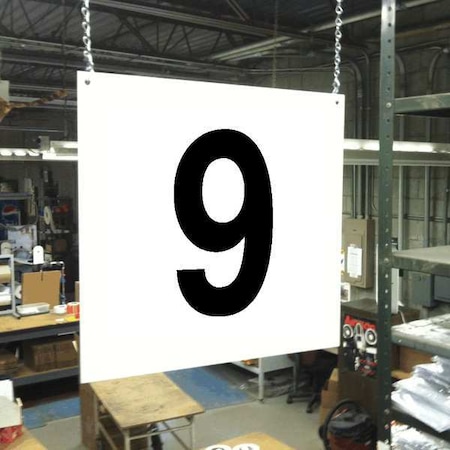 Hanging Aisle Sign, 12 in Height, 12 in Width, PVC Board MPN:HPS-FS1212-9
