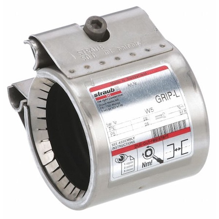 1-1/2 in 316 Stainless Steel Grip L Pipe Coupling, Axial Movement, Polished Finish MPN:G20300-SI