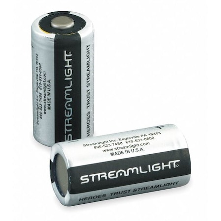 Streamlight Flashlight Battery - For Flashlight - CR123A - 1400 mAh - 3 V DC - 2-/ Pack MPN:85175