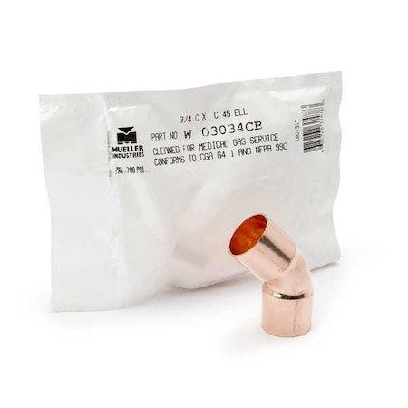 Elbow, Copper, Cup 3/4 in, Cup 3/4 in MPN:W 03034CB