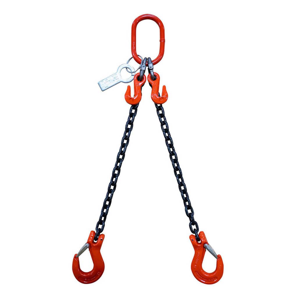 Chain Sling: 8' Long, 39,100 lb Vertical, 32,000 lb Choker, 22,600 lb Basket, Steel MPN:CM2008G10DOSA