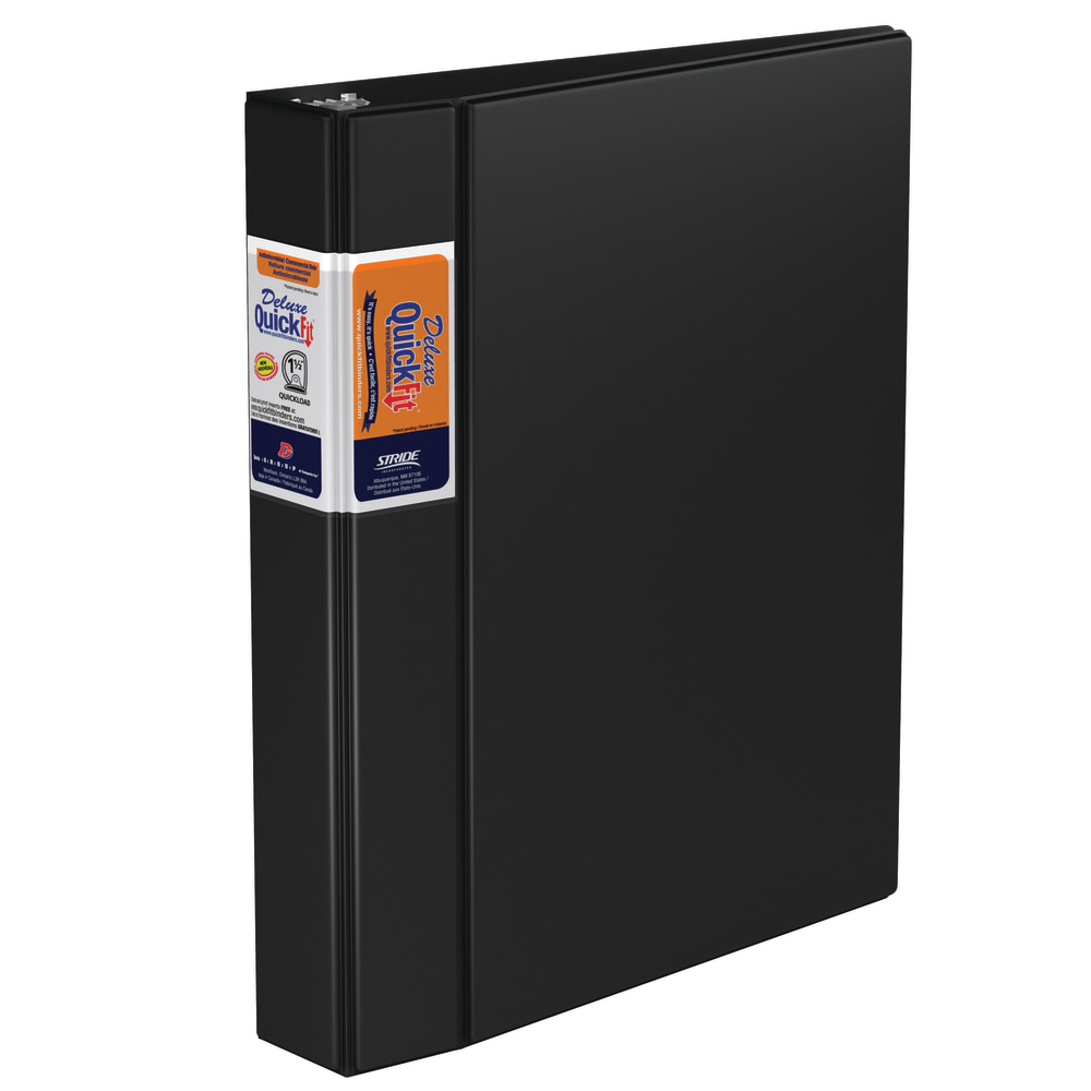 Stride QuickFit Commercial 3-Ring Binder, 1 1/2in D-Rings, Black (Min Order Qty 8) MPN:29021