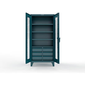 Strong Hold® Clear View Cabinet w/ 6 Half-Width Drawers 4 Shelves 36