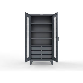 Strong Hold® Clear View Cabinet w/6 Half-Width Drawers 4 Shelves 36