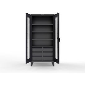 Strong Hold® Clear View Cabinet w/ 6 Half-Width Drawers 4 Shelves 36