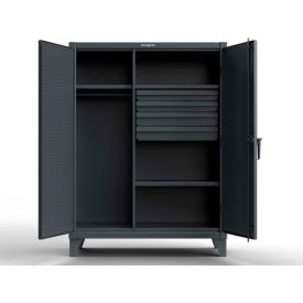 Strong Hold® Heavy Duty Uniform Cabinet w/4 Shelves Pegboard 36