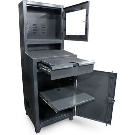 Strong Hold® Flat Screen Computer Cabinet w/ Retractable Keyboard 26