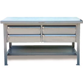 StrongHold Storage Workbench W/ 4 Drawers & Shelf Steel Square Edge 48