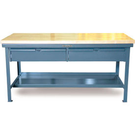 StrongHold Storage Workbench W/ 2 Drawers & Shelf Maple Square Edge 72