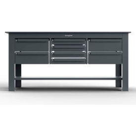Strong Hold® Shop Table w/ 8 Drawers Steel Top Shelf 72