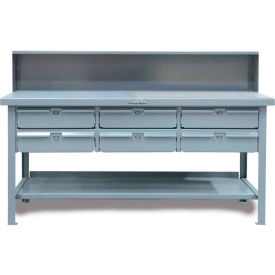 StrongHold Storage Workbench W/ 6 Drawers & Shelf Steel Square Edge 72