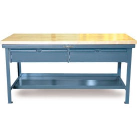 StrongHold Storage Workbench W/ 2 Drawers & Shelf Maple Square Edge 96