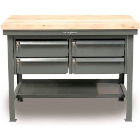 StrongHold Storage Workbench W/ 4 Drawers & Shelf Maple Square Edge 48
