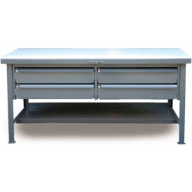 StrongHold Storage Workbench W/ 4 Drawers & Shelf Laminate Square Edge 48