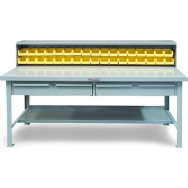 Strong Hold® Extreme Duty Shop Table w/ 2 Drawers Riser Shelf 60