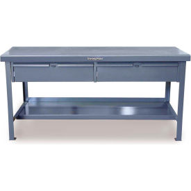 StrongHold Storage Workbench W/ 2 Drawers & Shelf Steel Square Edge 60