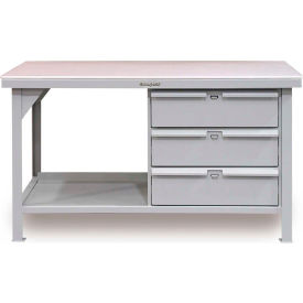 StrongHold Storage Workbench W/ 3 Drawers & Shelf Laminate Square Edge 60
