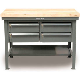 StrongHold Storage Workbench W/ 4 Drawers & Shelf Maple Square Edge 60