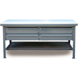 StrongHold Storage Workbench W/ 4 Drawers & Shelf Laminate Square Edge 60