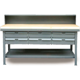 Strong Hold Storage Workbench W/ 6 Drawers & Shelf Maple Square Edge 60
