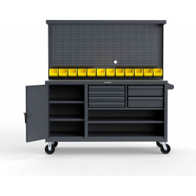 Strong Hold® Extreme Duty Mobile Workbench w/ Pegboard 3 Shelve 72